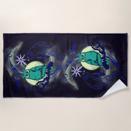 フクロウと幽霊 ビーチタオル