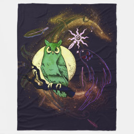 フクロウと幽霊 フリースブランケット