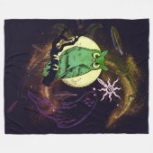 フクロウと幽霊 フリースブランケット (正面(横))