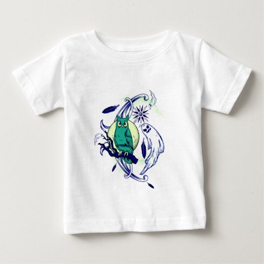 フクロウと幽霊 ベビーTシャツ (正面)