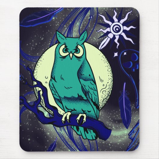 フクロウと幽霊 マウスパッド (正面)