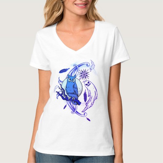 フクロウと幽霊 Tシャツ (正面)