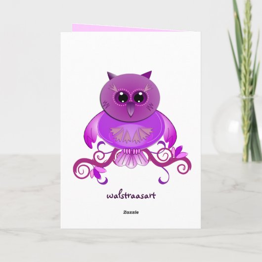 フクロウと文字 カード (裏面)