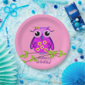 フクロウと文字 ペーパープレート (パーティー)