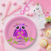 フクロウと文字 ペーパープレート (パーティー)