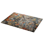 フクロウと春絵を描の花 カッティングボード (角)