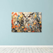 フクロウと春絵を描の花 キャンバスプリント (インサイチュ (ウッドフロア))