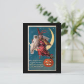 フクロウと月のハロウィンウィッチヴィンテージ ポストカード (スタンド正面)