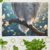 フクロウと月の輝き キッチンタオル (折り畳み)