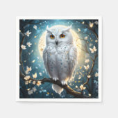 フクロウと月の輝き スタンダードカクテルナプキン (正面)