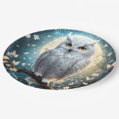 フクロウと月の輝き ペーパープレート (アングル)