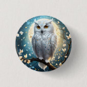 フクロウと月の輝き 缶バッジ (正面)