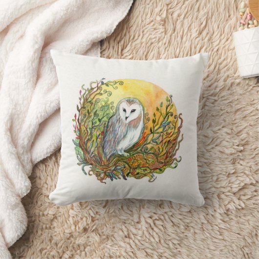 フクロウと月 クッション (ブランケット)