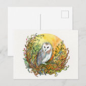 フクロウと月 ポストカード (正面/裏面)