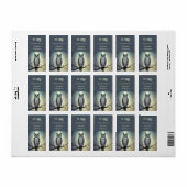 フクロウと月 | Ex Libris Add Name蔵書票 ラベル (フルシート)