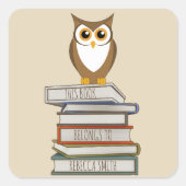 フクロウと本パーソナライズされたが属する スクエアシール (正面)