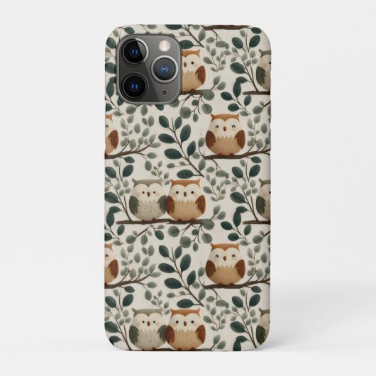 フクロウと森の葉のパターン Case-Mate iPhoneケース (裏)
