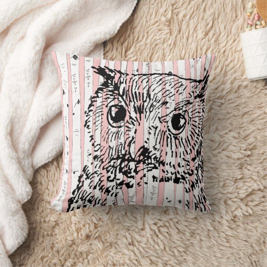 フクロウと樺の木ピンクツリーピロー クッション (ブランケット)