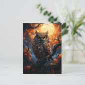 フクロウと満月ハロウィン ポストカード (スタンド正面)