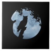 フクロウと満月 タイル (正面)