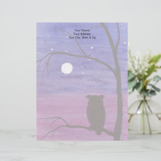 フクロウと満月 レターヘッド (スタンド正面)