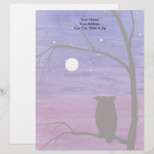 フクロウと満月 レターヘッド (正面/裏面)