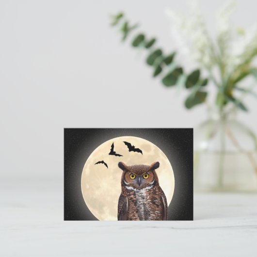 フクロウと満月 名刺 (スタンド正面)