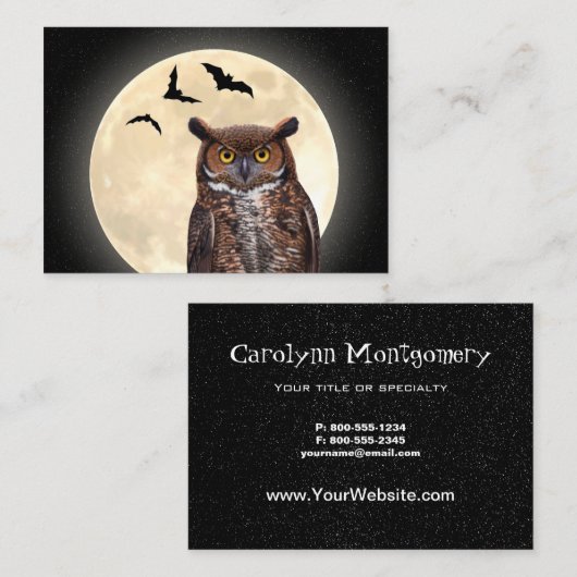 フクロウと満月 名刺 (正面/裏面)