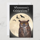 フクロウと満月 招待状 (正面)