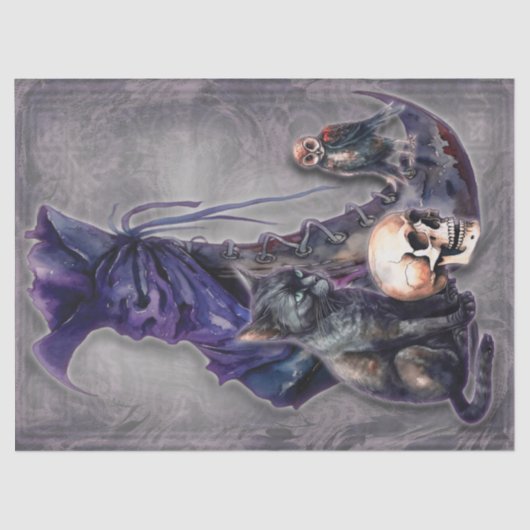 フクロウと猫の切り離し紙 薄葉紙 (正面)