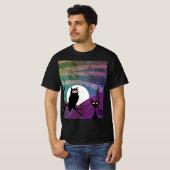 フクロウと猫 Tシャツ (正面フル)