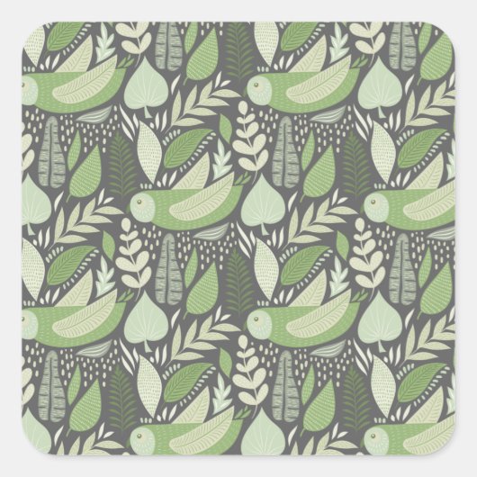 フクロウと自然 スクエアシール (正面)