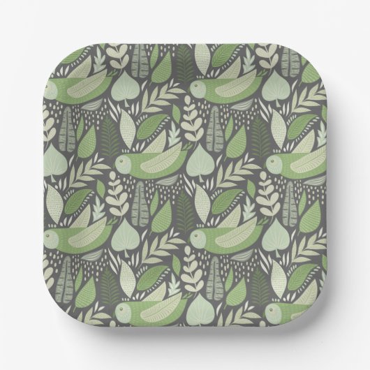 フクロウと自然 ペーパープレート (正面)