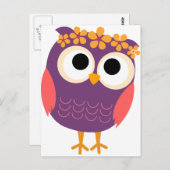 フクロウと花を結ぶ ポストカード (正面/裏面)