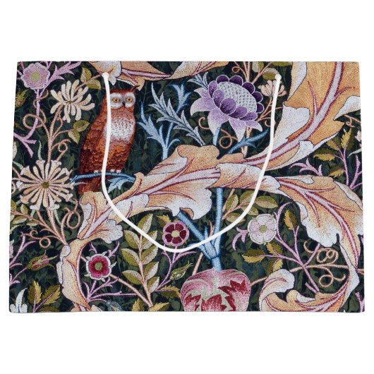 フクロウと花ウィリアム・モリス大抱き枕 ラージペーパーバッグ (正面)