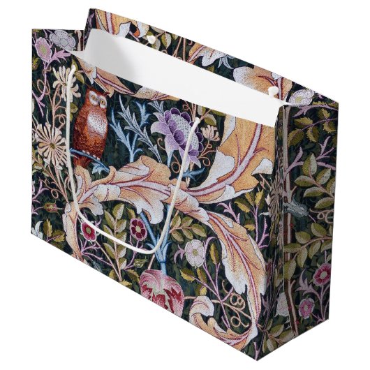 フクロウと花ウィリアム・モリス大抱き枕 ラージペーパーバッグ (正面アングル)