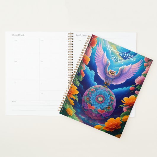 フクロウと花 プランナー手帳 (ディスプレー)