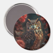 フクロウと花 マグネット (正面/裏面)