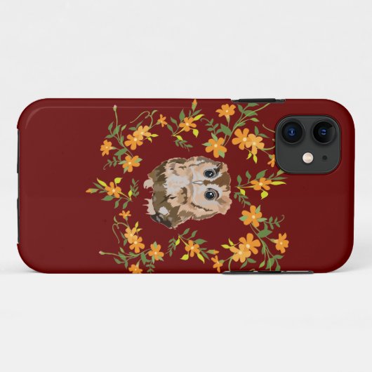 フクロウと花 Case-Mate iPhoneケース (裏面(横))