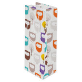 フクロウと葉 ワインギフトバッグ (正面アングル)