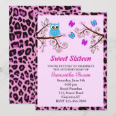 フクロウと蝶のSweet sixteen 招待状 (正面/裏面)