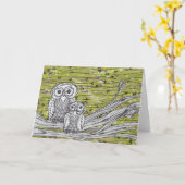フクロウと蝶2カード カード (黄色い花)