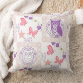 フクロウと蝶 クッション (ブランケット)