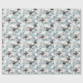 フクロウと雪模様 ラッピングペーパー (フラット)