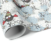 フクロウと雪模様 ラッピングペーパー (ロールコーナー)