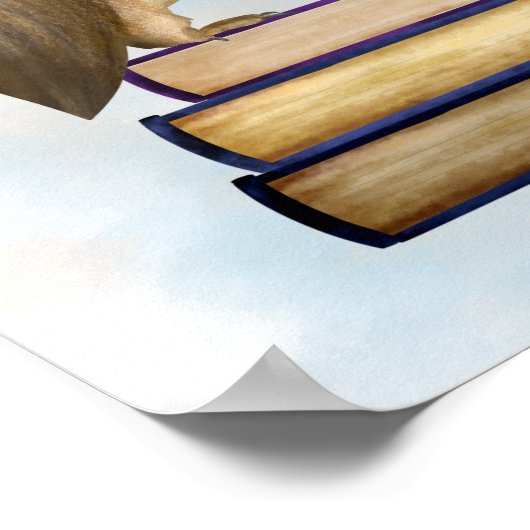 フクロウと顕微鏡ライブラリのウォールアートポスター ポスター (角)