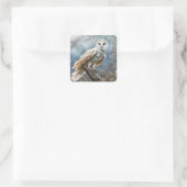 フクロウと魔法の空の美しい休日の雪 スクエアシール (バッグ)