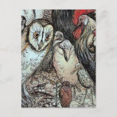 「フクロウと鳥たち」アーサー・ラッカム ポストカード (正面)