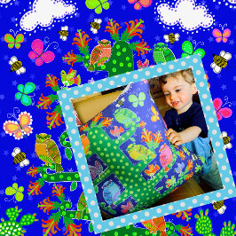 フクロウと鳥のサボテンの木 クッション