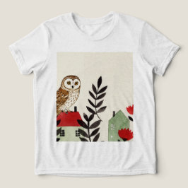 フクロウと鳥 トライブレンドTシャツ